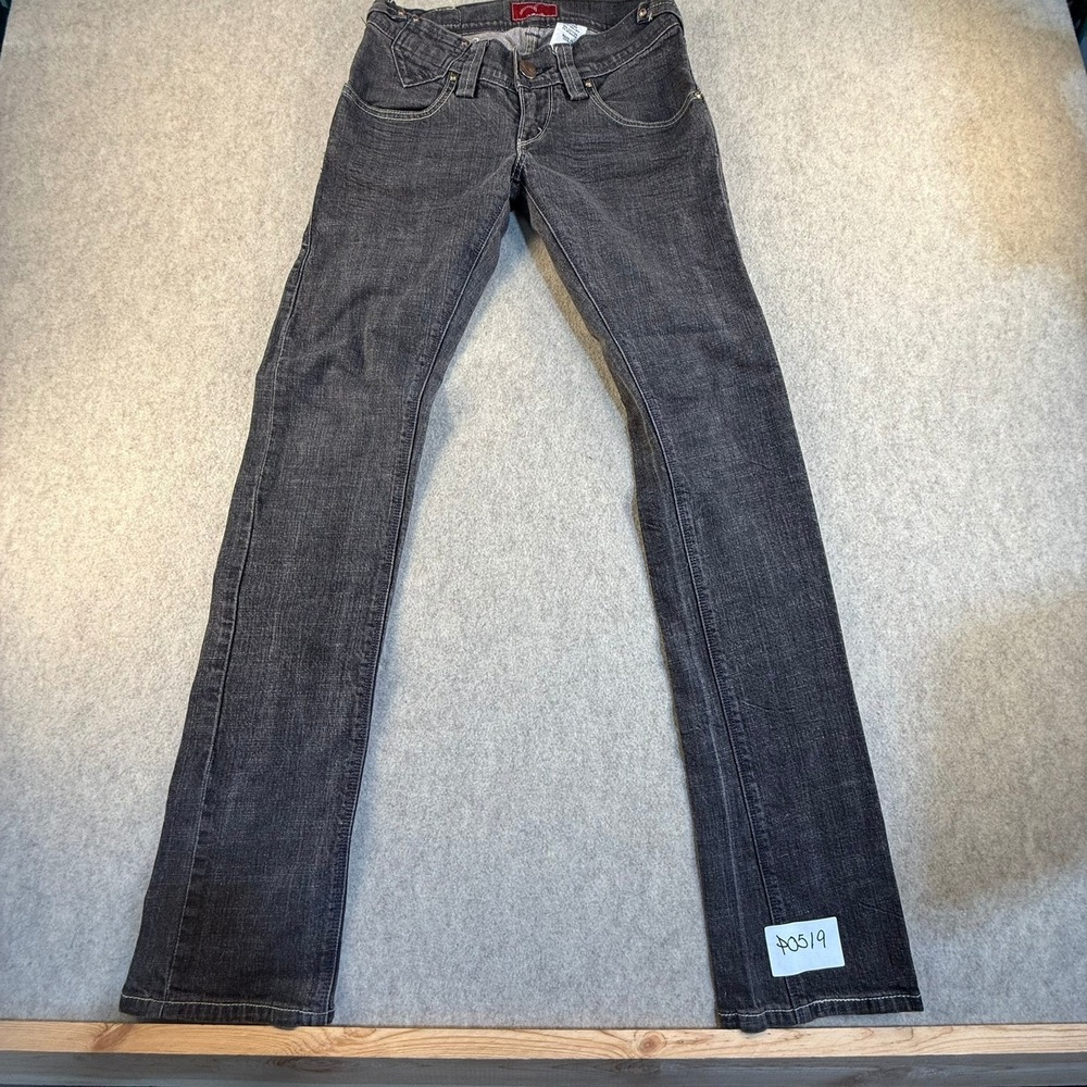 Levis Skinny Jeans Womens 1L Low Rise Faded Black Denim Distressed Hem Stretch